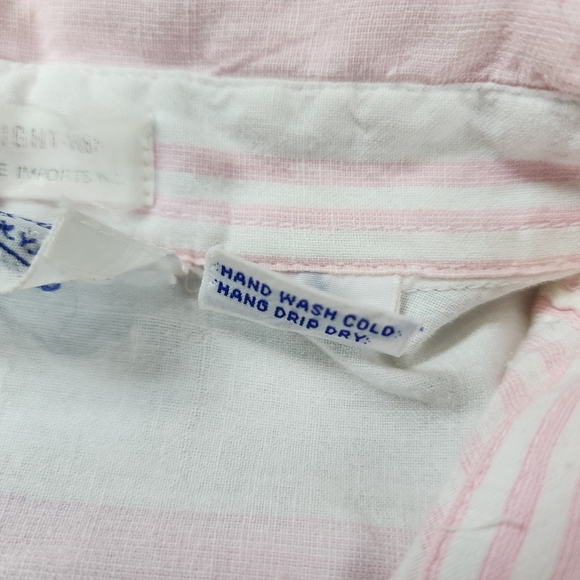 Vintage Angelique Imports Striped Cotton Button Down Shirt Pink White Size Small - Picture 7 of 14
